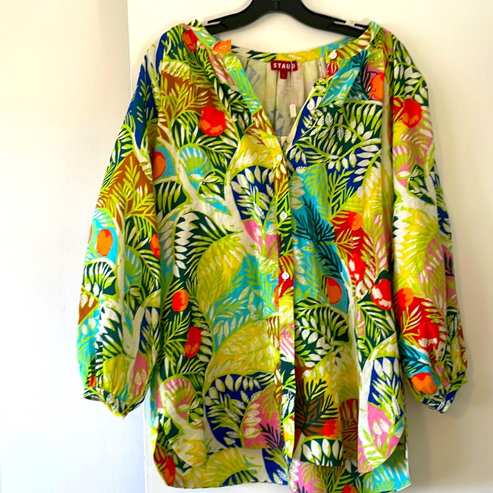 NWT | STAUD Lined Tropical Leaf Tunic Top